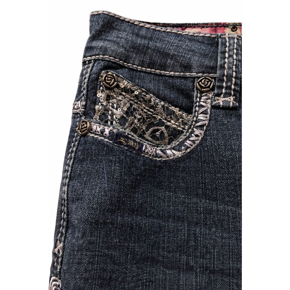 Adiktd Embellished Bootcut Jeans Size 12 Dark Wash Stretch Bling Pockets 32x34 - Picture 3 of 7